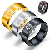 Bague naruto en argent (symbole du village caché konoha)