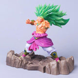 statuette figurine Dragon Ball Z d'une taille 20cm mettant en scène Broly Super Saiyen debout sur des rochers lors de son célèbre combat contre Son Goku