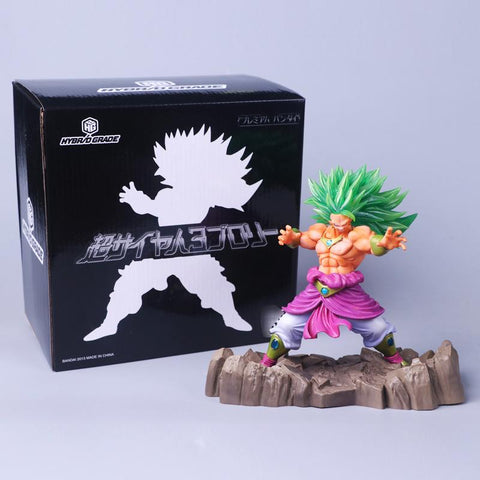 statuette figurine Dragon Ball Z d'une taille 20cm mettant en scène Broly Super Saiyen debout sur des rochers lors de son célèbre combat contre Son Goku