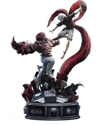 Splendide statue Tokyo Ghoul de 65cm de Ken Kaneki VS Yakumo Oomori tout deux déployant leur Kagune 