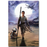 Poster Star Wars de rai et BB-8 dans le désert