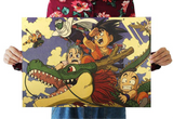 Posters Dragon Ball de Sangoku et ses amis sur le dragon shenron