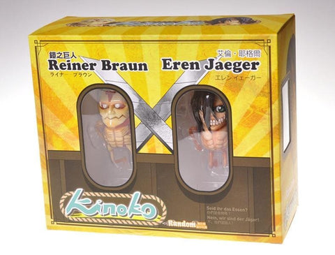 Lot de 2 figurines statuettes L'Attaque des Titans de Reiner et Eren