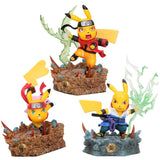 Figurines statuette Pokémon de Pikachu Cosplay Naruto, Sasuke et Sakura